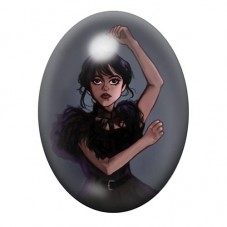 Cabochon en Verre Illustré Mercredi Addams Gothique 13x18, 18x25 ou 30x40mm  pour la Création de Bijoux Fantaisie - DIY