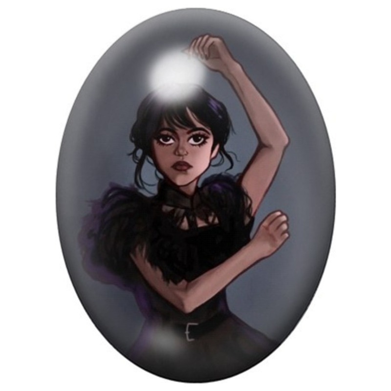 Cabochon en Verre Illustré Danseuse Gothique au Bras Levé 13x18, 18x25 ou 30x40mm