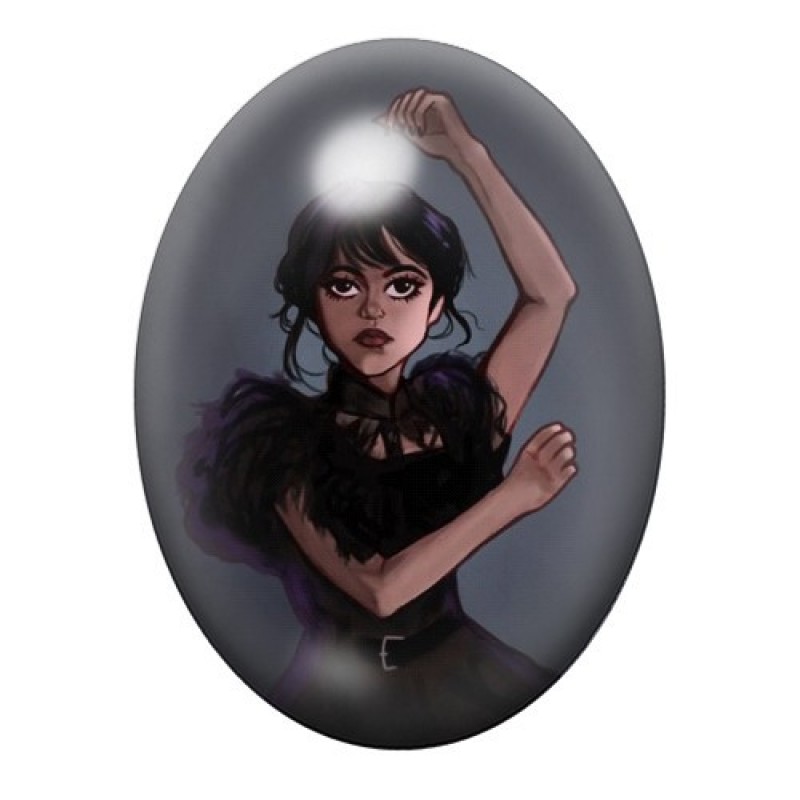 Cabochon en Verre Illustré Mercredi Addams Gothique 13x18, 18x25 ou 30x40mm