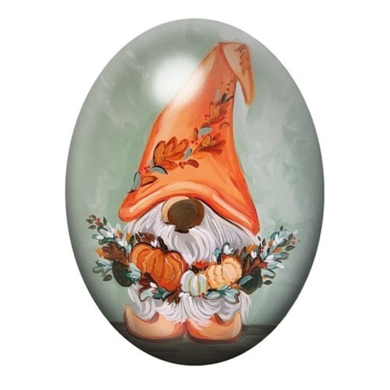 Cabochon en Verre Illustré Gnome Halloween 13x18, 18x25 ou 30x40mm