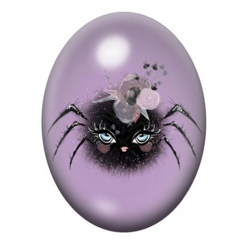 Cabochon en Verre Illustré Araignée Halloween 13x18, 18x25 ou 30x40mm