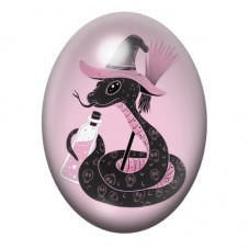 Cabochon en Verre Illustré Chat Sorcier à la Potion Rose 13x18, 18x25 ou 30x40mm pour la création de bijoux fantaisie - DIY