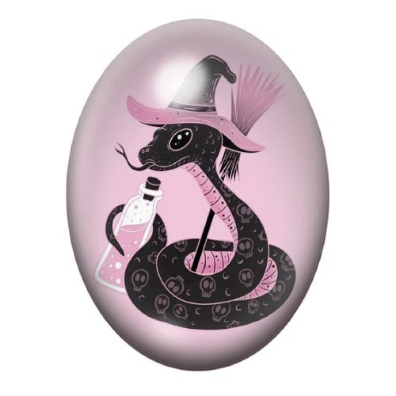 Cabochon en Verre Illustré Serpent Halloween 13x18, 18x25 ou 30x40mm