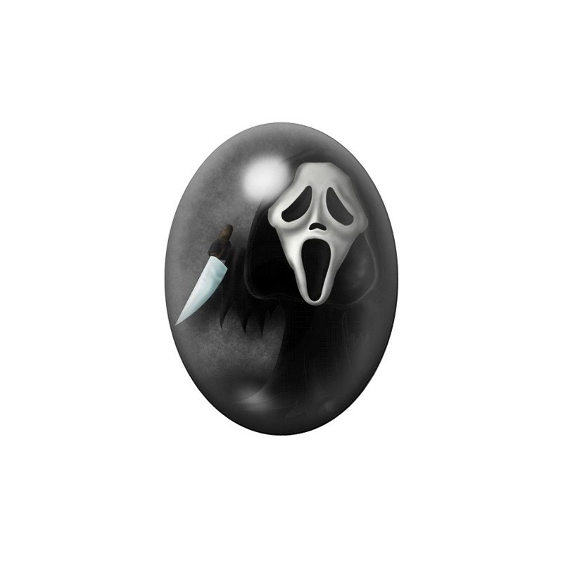 Cabochon en Verre Illustré Ghostface Halloween 13x18, 18x25 ou 30x40mm