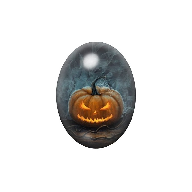 Cabochon en Verre Illustré Citrouille Halloween 13x18, 18x25 ou 30x40mm