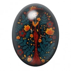 Cabochon en Verre Illustré Chat Noir dans l’Arbre Fleuri 13x18, 18x25 ou 30x40mm pour la création de bijoux fantaisie - DIY