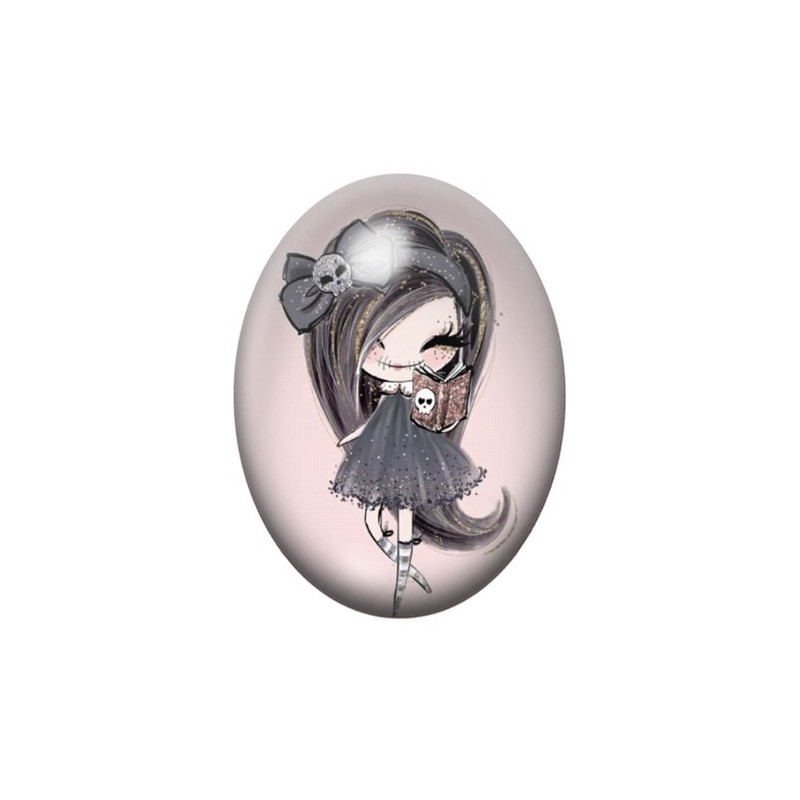 Cabochon en Verre Illustré Sorcière Halloween 13x18, 18x25 ou 30x40mm