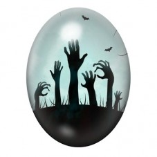 Cabochon en Verre Illustré Mains de Zombies sous la Lune 13x18, 18x25 ou 30x40mm pour la création de bijoux fantaisie - DIY