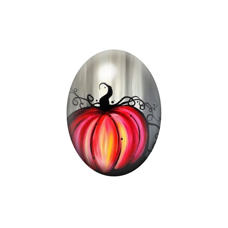 Cabochon en Verre Illustré Citrouille Halloween 13x18, 18x25 ou 30x40mm
