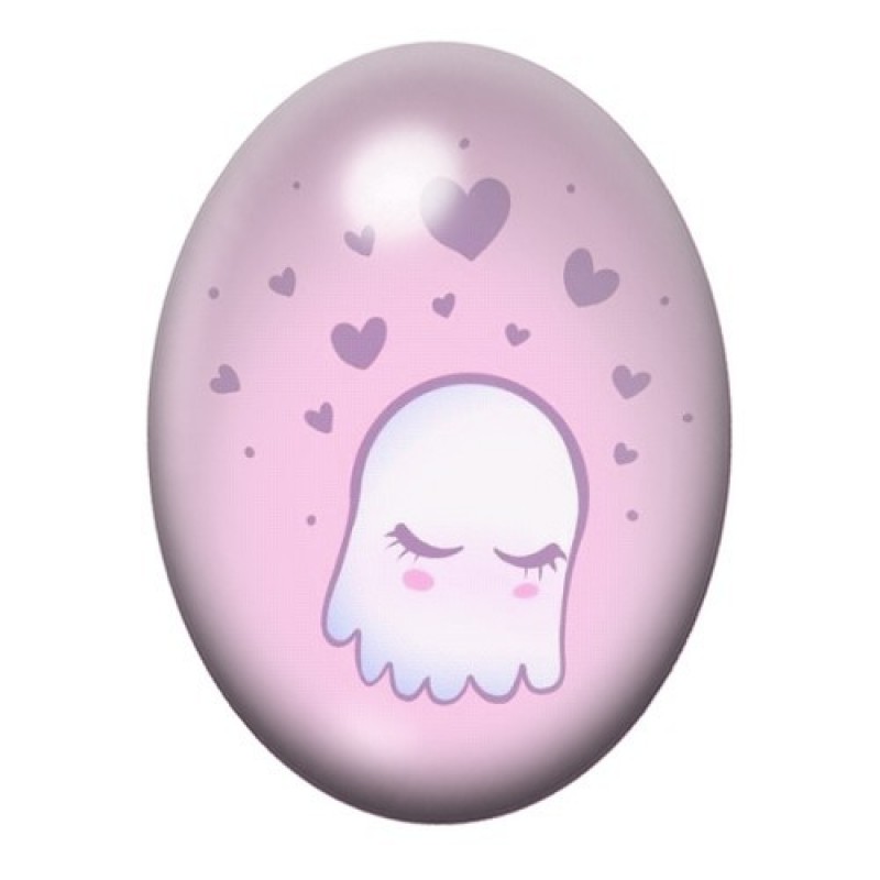 Cabochon en Verre Illustré Fantôme Halloween 13x18, 18x25 ou 30x40mm
