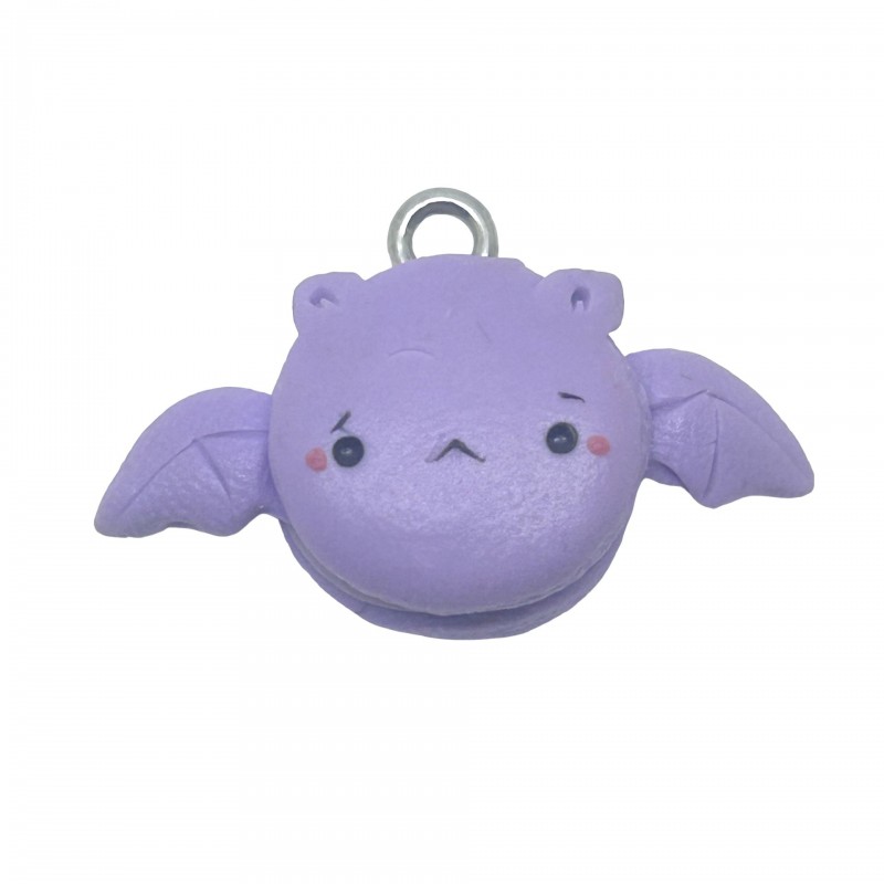 Breloque Chauve-souris Macaron Halloween en Pâte Polymère Fimo 30x19mm