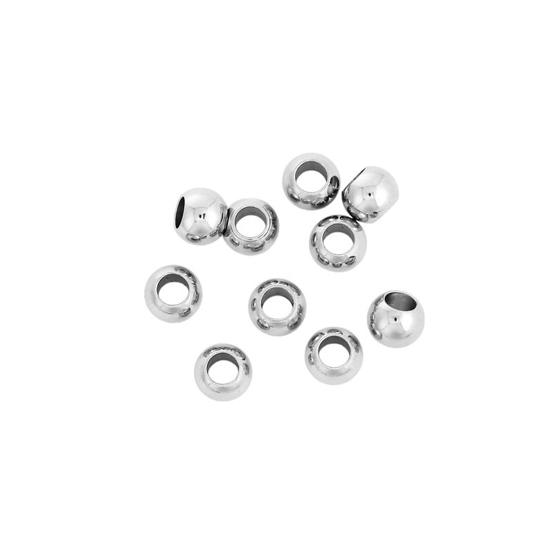 30 Perles Intercalaires Argentées en Acier Inoxydable 4mm