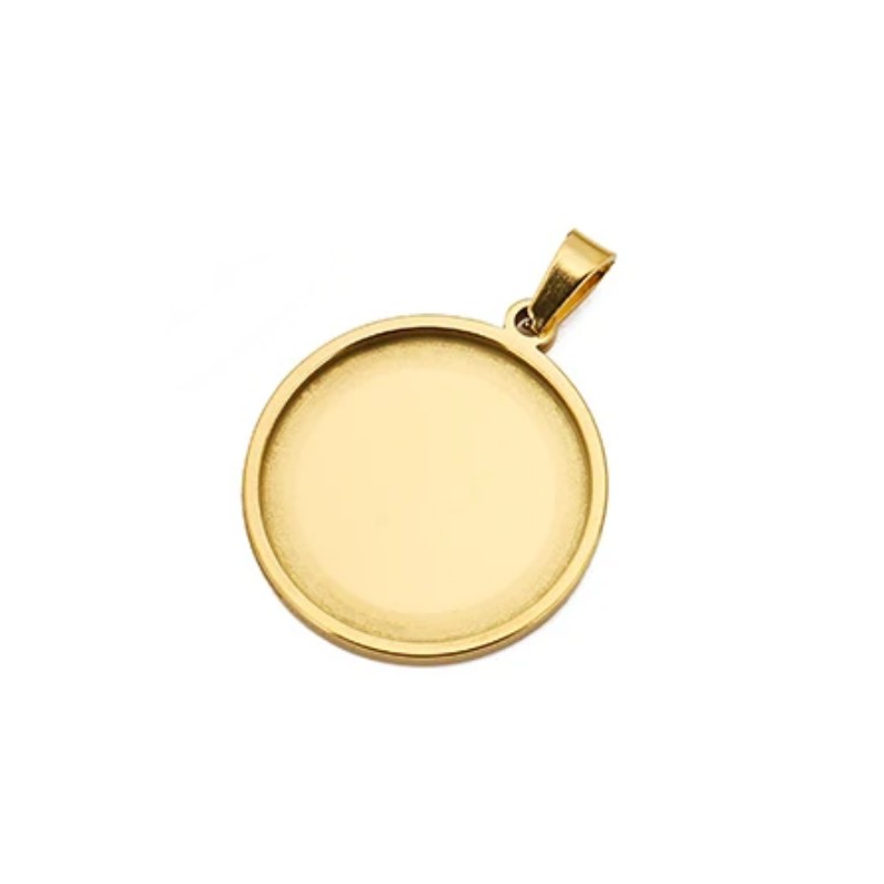 Support Pendentif Doré en Acier Inoxydable pour Cabochon 25mm