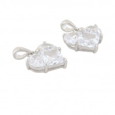 Pendentif en Pierre Naturelle Zircon Métal Argenté 14mm