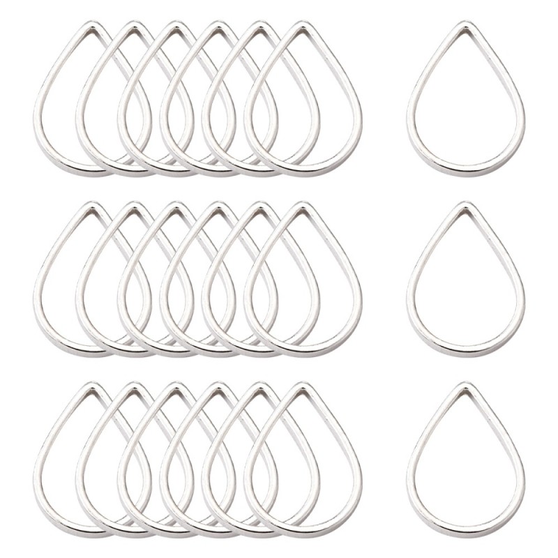 10 Connecteurs Goutte Argenté 11x7mm