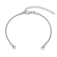 Support Bracelet Connecteur Chaine Torsade Argenté en Acier Inoxydable 2mm pour la Création de Bijoux Fantaisie - DIY
