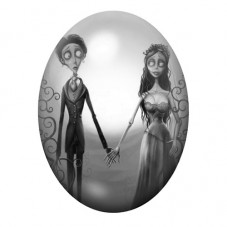 Cabochon en Verre Illustré Victor et Victoria Noces Funèbres Gothique 13x18, 18x25 ou 30x40mm  pour la Création de Bijoux Fantai