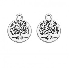 4 Breloques Arbre de Vie Argenté 18mm  pour la Création de Bijoux Fantaisie - DIY