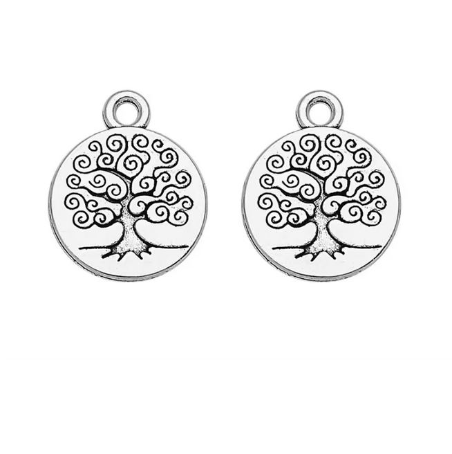 4 Breloques Arbre de Vie Argenté 18mm