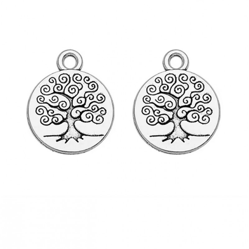 4 Breloques Arbre de Vie Argenté 18mm