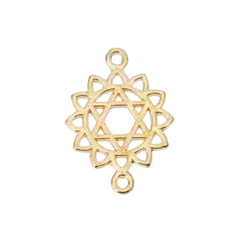 4 Connecteurs Chakra Mandala Métal Doré 20x15mm