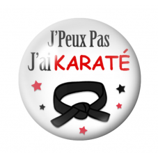 Cabochon en Verre Illustré "J'peux pas j'ai Karaté" 12 à 25mm pour la Création de Bijoux Fantaisie - DIY
