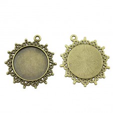 Support Pendentif Bronze Ornementé pour Cabochon 25mm
