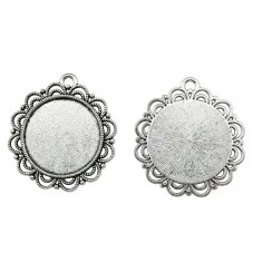 Support Pendentif Argenté Liseret pour Cabochon 25mm