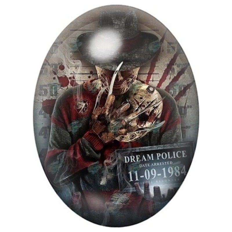 Cabochon en Verre Illustré Freddy Krueger Dream Police 13x18, 18x25 ou 30x40mm