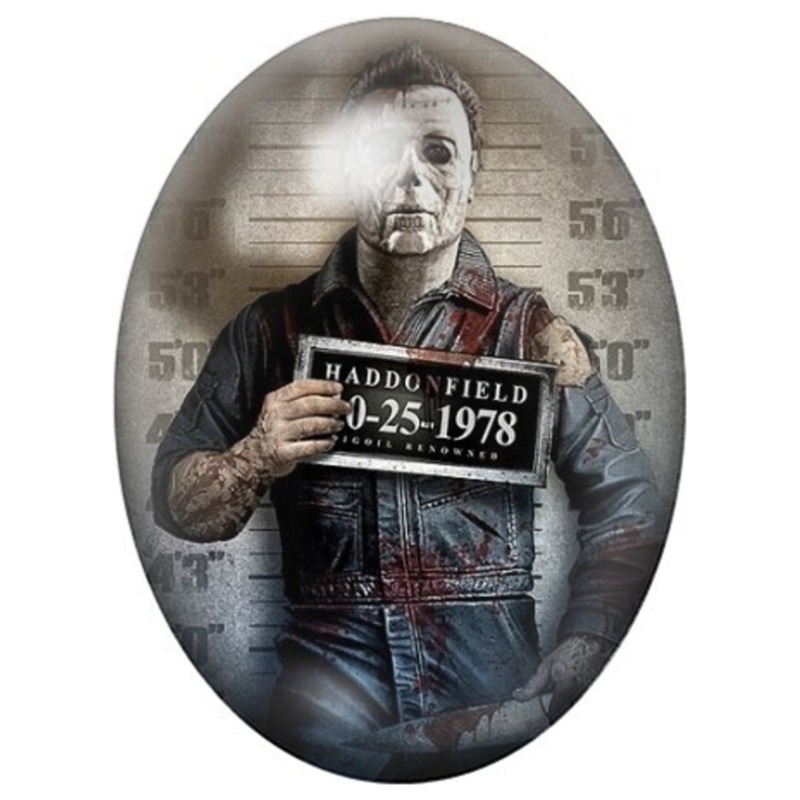 Cabochon en Verre Illustré Michael Myers Haddonfield Police 13x18, 18x25 ou 30x40mm