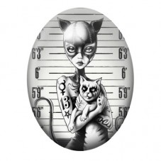Cabochon en Verre Illustré Catwoman au Chaton en Portrait Judiciaire 13x18, 18x25 ou 30x40mm pour la création de bijoux fantaisi