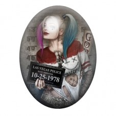 Cabochon en Verre Illustré Harley Quinn Coupable Police Gothique 13x18, 18x25 ou 30x40mm  pour la Création de Bijoux Fantaisie -