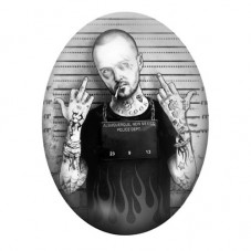 Cabochon en Verre Illustré Homme Tatoué en Portrait Judiciaire 13x18, 18x25 ou 30x40mm pour la création de bijoux fantaisie - DI
