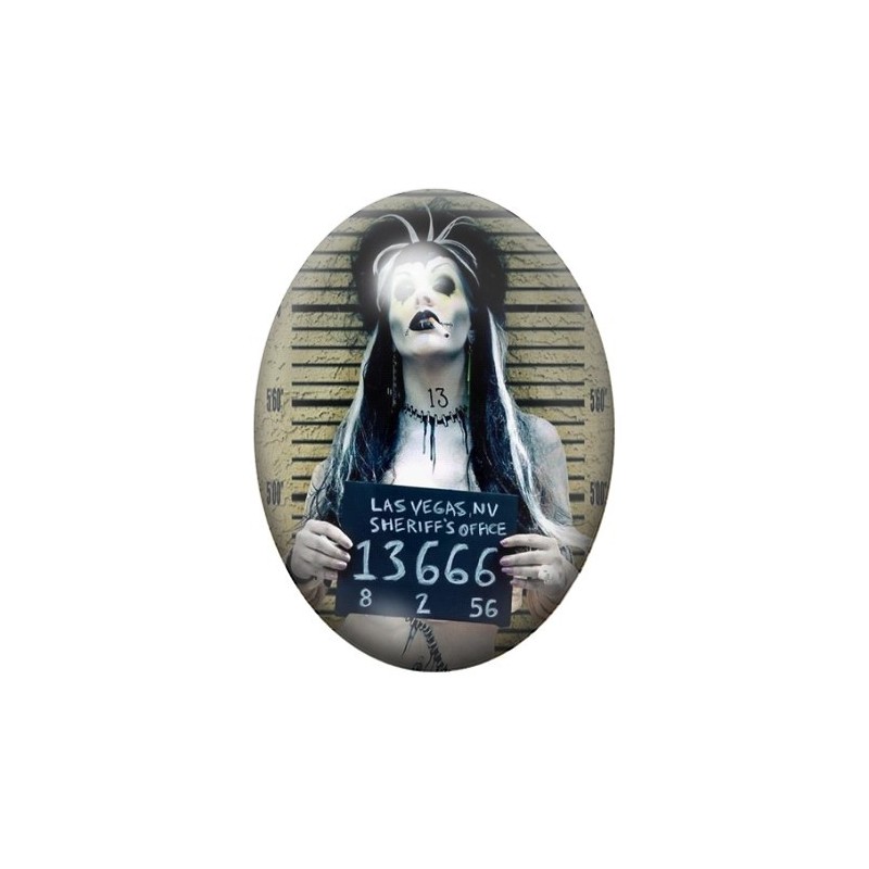Cabochon en Verre Illustré Coupable Police Gothique 13x18, 18x25 ou 30x40mm