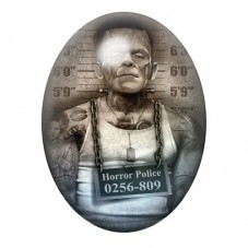 Cabochon en Verre Illustré Frankenstein Coupable Police Gothique 13x18, 18x25 ou 30x40mm  pour la Création de Bijoux Fantaisie -