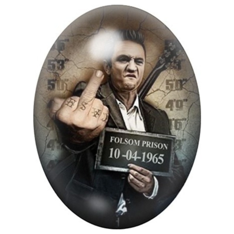 Cabochon en Verre Illustré Johnny Cash Folsom Prison 13x18, 18x25 ou 30x40mm