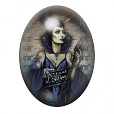 Cabochon en Verre Illustré Maléfique Coupable Police Gothique 13x18, 18x25 ou 30x40mm  pour la Création de Bijoux Fantaisie - DI