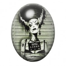 Cabochon en Verre Illustré La Fiancée de Frankenstein Coupable Police Gothique 13x18, 18x25 ou 30x40mm  pour la Création de Bijo