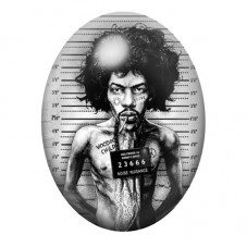 Cabochon en Verre Illustré Jimi Hendrix Coupable Police Gothique 13x18, 18x25 ou 30x40mm  pour la Création de Bijoux Fantaisie -