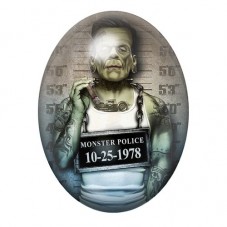 Cabochon en Verre Illustré Frankenstein Coupable Police Gothique 13x18, 18x25 ou 30x40mm  pour la Création de Bijoux Fantaisie -