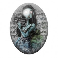 Cabochon en Verre Illustré Sally Coupable Police Gothique 13x18, 18x25 ou 30x40mm  pour la Création de Bijoux Fantaisie - DIY