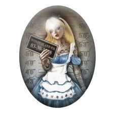 Cabochon en Verre Illustré Alice Wonderland Police en Portrait Judiciaire 13x18, 18x25 ou 30x40mm pour la création de bijoux fan