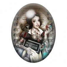 Cabochon en Verre Illustré Blanche-Neige Coupable Police Gothique 13x18, 18x25 ou 30x40mm  pour la Création de Bijoux Fantaisie 