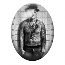 Cabochon en Verre Illustré Charlie Chaplin Coupable Police Gothique 13x18, 18x25 ou 30x40mm  pour la Création de Bijoux Fantaisi