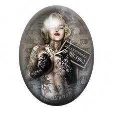 Cabochon en Verre Illustré Marilyn Monroe Coupable Police Gothique 13x18, 18x25 ou 30x40mm  pour la Création de Bijoux Fantaisie
