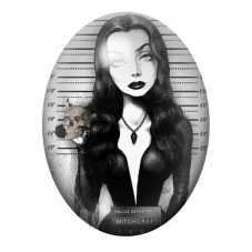 Cabochon en Verre Illustré Sorcière Coupable Police Gothique 13x18, 18x25 ou 30x40mm  pour la Création de Bijoux Fantaisie - DIY