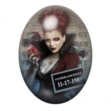 Cabochon en Verre Illustré La Reine de Coeur Alice Coupable Police Gothique 13x18, 18x25 ou 30x40mm  pour la Création de Bijoux 