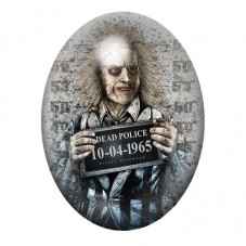 Cabochon en Verre Illustré Beetlejuice Coupable Police Gothique 13x18, 18x25 ou 30x40mm  pour la Création de Bijoux Fantaisie - 