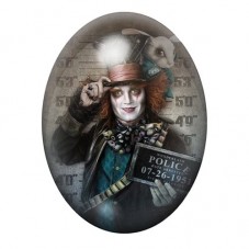 Cabochon en Verre Illustré Le Chapelier Fou Coupable Police Gothique 13x18, 18x25 ou 30x40mm  pour la Création de Bijoux Fantais