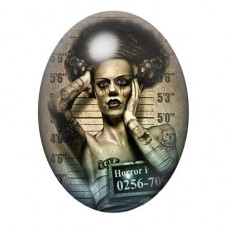 Cabochon en Verre Illustré La Fiancée de Frankenstein Coupable Police Gothique 13x18, 18x25 ou 30x40mm  pour la Création de Bijo